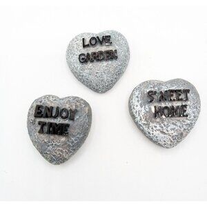 Heart Garden Stones 3 Embossed Love Garden Enjoy Time Sweet Home Flower Pot Deco